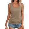 imageAUTOMET Womens Tank Tops 2025 Sleeveless Square Round Neck Ruched Spring Summer Tee Shirts Basic Outfits Trendy ClothesKhaki