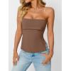 imageAUTOMET Going Out Tube Tops for Women 2025 Trendy Summer Off Shoulder Backless Cute Work Shirts Vacation Top Y2k OutfitsBrown