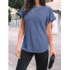 imageAUTOMET Women Shirts Summer Sweaters Regular Fit Short Sleeve Tunic Tops 2025 Dressy Casual Business BlousesBlue