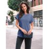 imageAUTOMET Women Shirts Summer Sweaters Regular Fit Short Sleeve Tunic Tops 2025 Dressy Casual Business BlousesBlue