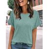 imageAUTOMET Women Shirts Summer Sweaters Regular Fit Short Sleeve Tunic Tops 2025 Dressy Casual Business BlousesBluegreen