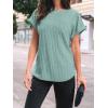 imageAUTOMET Women Shirts Summer Sweaters Regular Fit Short Sleeve Tunic Tops 2025 Dressy Casual Business BlousesBluegreen