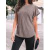 imageAUTOMET Women Shirts Summer Sweaters Regular Fit Short Sleeve Tunic Tops 2025 Dressy Casual Business BlousesCoffee