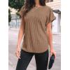 imageAUTOMET Women Shirts Summer Sweaters Regular Fit Short Sleeve Tunic Tops 2025 Dressy Casual Business BlousesKhaki