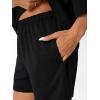 imageAUTOMET Womens Lounge Sets Two Piece Set Summer Outfits 2 Piece Pajama 34 Sleeve Oversized Tshirts Elastic Waist ShortBlack