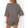 imageAUTOMET Womens Lounge Sets Two Piece Set Summer Outfits 2 Piece Pajama 34 Sleeve Oversized Tshirts Elastic Waist ShortCoffee
