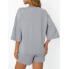 imageAUTOMET Womens Lounge Sets Two Piece Set Summer Outfits 2 Piece Pajama 34 Sleeve Oversized Tshirts Elastic Waist ShortGray