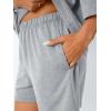 imageAUTOMET Womens Lounge Sets Two Piece Set Summer Outfits 2 Piece Pajama 34 Sleeve Oversized Tshirts Elastic Waist ShortGray