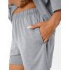 imageAUTOMET Womens Lounge Sets Two Piece Set Summer Outfits 2 Piece Pajama 34 Sleeve Oversized Tshirts Elastic Waist ShortGray