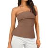 imageAUTOMET Going Out Tube Tops for Women 2025 Trendy Summer Off Shoulder Backless Cute Work Shirts Vacation Top Y2k OutfitsBrown