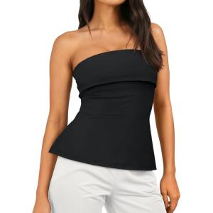 imageAUTOMET Going Out Tube Tops for Women 2025 Trendy Summer Off Shoulder Backless Cute Work Shirts Vacation Top Y2k OutfitsBlack