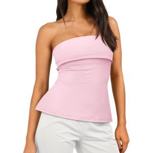 imageAUTOMET Going Out Tube Tops for Women 2025 Trendy Summer Off Shoulder Backless Cute Work Shirts Vacation Top Y2k OutfitsPink