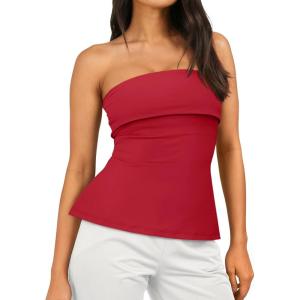 imageAUTOMET Going Out Tube Tops for Women 2025 Trendy Summer Off Shoulder Backless Cute Work Shirts Vacation Top Y2k OutfitsRed