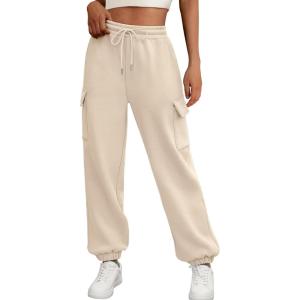 imageAUTOMET Womens Sweatpants Cargo Fleece Lined Baggy Athletic Jogger with Pockets 2025 Casual Trendy Pants Fall OutfitsApricot