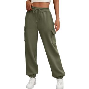 imageAUTOMET Womens Sweatpants Cargo Fleece Lined Baggy Athletic Jogger with Pockets 2025 Casual Trendy Pants Fall OutfitsArmy Green