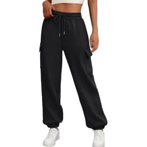 imageAUTOMET Womens Sweatpants Cargo Fleece Lined Baggy Athletic Jogger with Pockets 2025 Casual Trendy Pants Fall OutfitsBlack