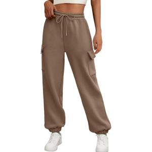 imageAUTOMET Womens Sweatpants Cargo Fleece Lined Baggy Athletic Jogger with Pockets 2025 Casual Trendy Pants Fall OutfitsCoffee