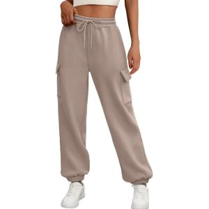 imageAUTOMET Womens Sweatpants Cargo Fleece Lined Baggy Athletic Jogger with Pockets 2025 Casual Trendy Pants Fall OutfitsCoffee Grey