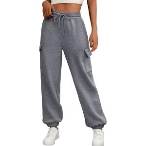 imageAUTOMET Womens Sweatpants Cargo Fleece Lined Baggy Athletic Jogger with Pockets 2025 Casual Trendy Pants Fall OutfitsDark Grey