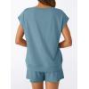 imageAUTOMET 2 Piece V Neck Cap Sleeve Shirt and Shorts Set Womens Matching Summer Lounge SetsDusty Blue