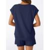 imageAUTOMET 2 Piece V Neck Cap Sleeve Shirt and Shorts Set Womens Matching Summer Lounge SetsNavy