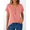 imageAUTOMET Short Sleeve V Neck T Shirts Womens Cap Sleeve Summer Casual Dressy TopsCoral
