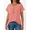 imageAUTOMET Short Sleeve V Neck T Shirts Womens Cap Sleeve Summer Casual Dressy TopsCoral