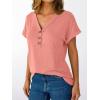 imageAUTOMET Short Sleeve V Neck T Shirts Womens Cap Sleeve Summer Casual Dressy TopsCoral