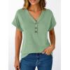 imageAUTOMET Short Sleeve V Neck T Shirts Womens Cap Sleeve Summer Casual Dressy TopsLight Green