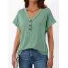 imageAUTOMET Short Sleeve V Neck T Shirts Womens Cap Sleeve Summer Casual Dressy TopsLight Green