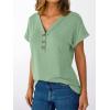 imageAUTOMET Short Sleeve V Neck T Shirts Womens Cap Sleeve Summer Casual Dressy TopsLight Green