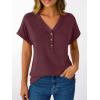 imageAUTOMET Short Sleeve V Neck T Shirts Womens Cap Sleeve Summer Casual Dressy TopsWine