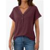 imageAUTOMET Short Sleeve V Neck T Shirts Womens Cap Sleeve Summer Casual Dressy TopsWine
