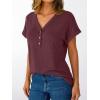 imageAUTOMET Short Sleeve V Neck T Shirts Womens Cap Sleeve Summer Casual Dressy TopsWine