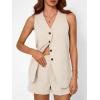 imageAUTOMET Summer Sets for Women Two Piece Vacation Outfits Short Set Button Down Business Casual Dressy 2 Piece Clothes 2025Beige