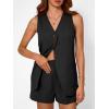 imageAUTOMET Summer Sets for Women Two Piece Vacation Outfits Short Set Button Down Business Casual Dressy 2 Piece Clothes 2025Black