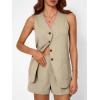 imageAUTOMET Summer Sets for Women Two Piece Vacation Outfits Short Set Button Down Business Casual Dressy 2 Piece Clothes 2025Khaki