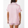 imageAUTOMET Women Silk Satin Fall Pajama Set Matching Lounge Pjs Button Up Soft 2 Piece Suit Ladies Tops and ShortsPink