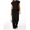 imageAUTOMET Womens 2 Piece Lounge Set Casual Cap Sleeve Top Wide Leg Pants Summer Vacation OutfitsBlack