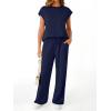 imageAUTOMET Womens 2 Piece Lounge Set Casual Cap Sleeve Top Wide Leg Pants Summer Vacation OutfitsNavy