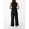 imageAUTOMET Womens 2 Piece Mock Neck Matching Summer Tracksuit Set Sleeveless Tank Top Wide Leg Crop Pant SetsBlack
