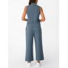 imageAUTOMET Womens 2 Piece Mock Neck Matching Summer Tracksuit Set Sleeveless Tank Top Wide Leg Crop Pant SetsBlue Grey
