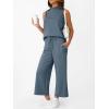 imageAUTOMET Womens 2 Piece Mock Neck Matching Summer Tracksuit Set Sleeveless Tank Top Wide Leg Crop Pant SetsBlue Grey