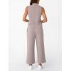 imageAUTOMET Womens 2 Piece Mock Neck Matching Summer Tracksuit Set Sleeveless Tank Top Wide Leg Crop Pant SetsRosy Grey