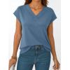 imageAUTOMET Womens Cap Short Sleeve T Shirts Summer Tops 2025 V Neck Dressy Casual Fashion Clothes Vacation OutfitsBlue