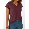 imageAUTOMET Womens Cap Short Sleeve T Shirts Summer Tops 2025 V Neck Dressy Casual Fashion Clothes Vacation OutfitsBurgundy