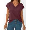 imageAUTOMET Womens Cap Short Sleeve T Shirts Summer Tops 2025 V Neck Dressy Casual Fashion Clothes Vacation OutfitsBurgundy