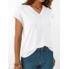 imageAUTOMET Womens Cap Short Sleeve T Shirts Summer Tops 2025 V Neck Dressy Casual Fashion Clothes Vacation OutfitsWhite
