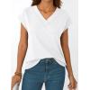 imageAUTOMET Womens Cap Short Sleeve T Shirts Summer Tops 2025 V Neck Dressy Casual Fashion Clothes Vacation OutfitsWhite