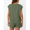 imageAUTOMET Womens Crew Neck Two Piece short Sets Cap Sleeve Drawstring Summer Sweatsuit with PocketArmy Green
